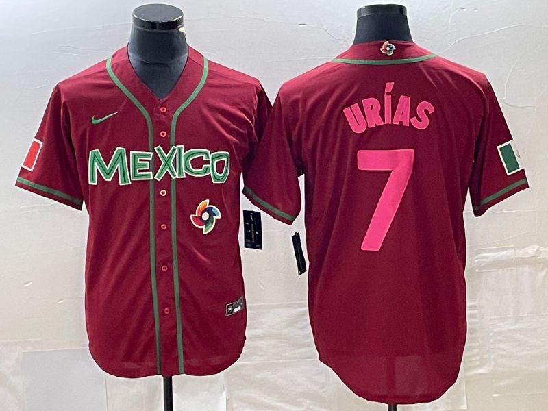 Men 2023 World Cub Mexico #7 Urias Red pink Nike MLB Jersey13->more jerseys->MLB Jersey
